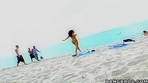 Three funny and busty curves spend time nice at the beach