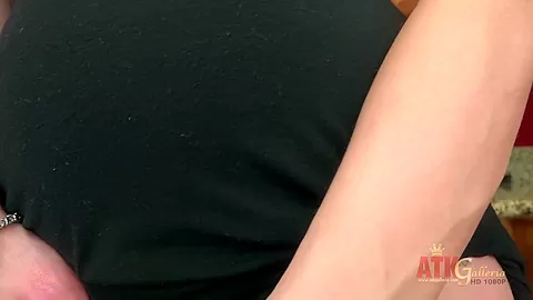 Pregnant horny babe in the kitchen