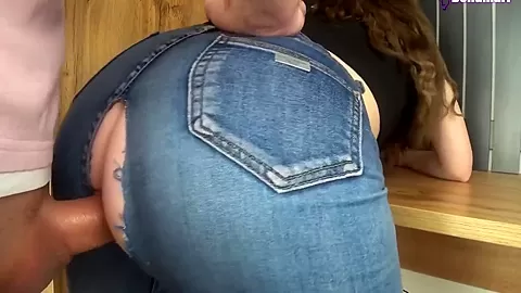 Fucked A Beauty Through A Hole In Jeans And Cum In Her Tight Pussy - Bellamurr