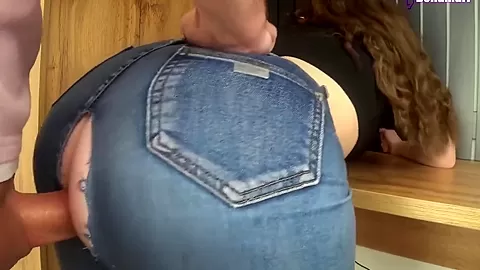 Fucked A Beauty Through A Hole In Jeans And Cum In Her Tight Pussy - Bellamurr
