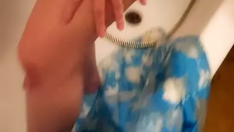 Hairy Chick Takes A Shower And Washes Sperm From Her Flooded Ass After Anal Sex