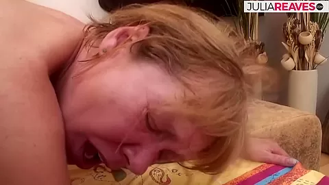 Blonde milf sucks a huge cock then gets fucked to a mouth cumshot