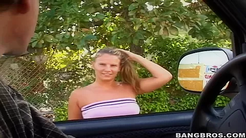 Horny Kate accepts the invitation to ride a car with two dudes