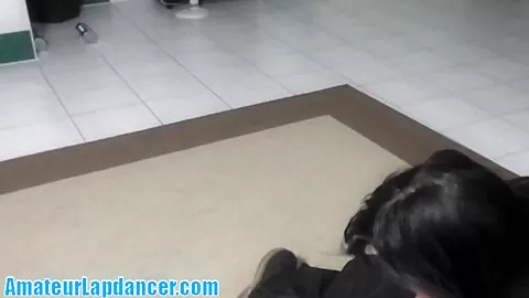 Chubby chick lapdances and rides on cock