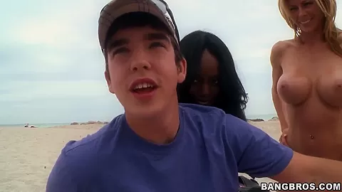 Hot group sex on the beach with Alexis
