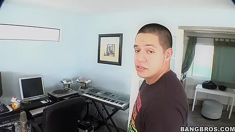 Hot black chick sucks on a white cock