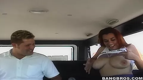 Julia excepts the challenge of being banged in the bus