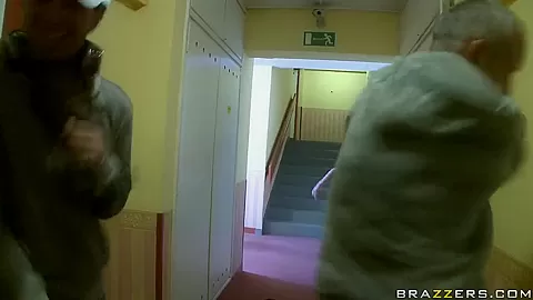Boys try sexy lady with big bust and ass