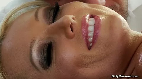 Wonderful blonde takes a cock in her mouth after the massage