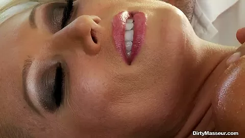 Wonderful blonde takes a cock in her mouth after the massage
