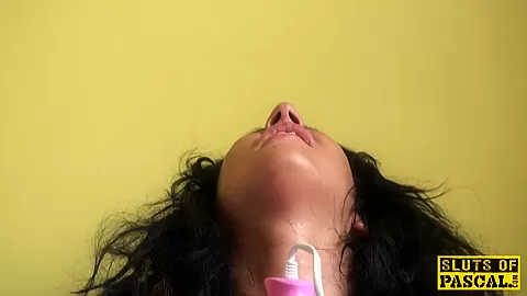 Busty british skank toying her clit