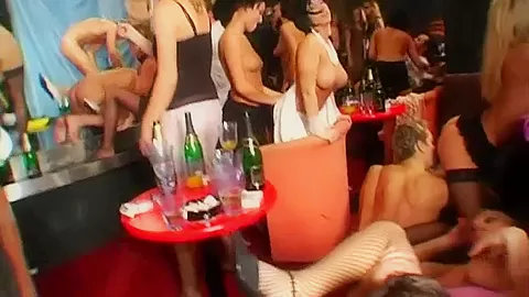 Sinfully club sluts suck cocks in public