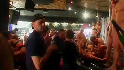 Excited club chicks suck and fuck in public