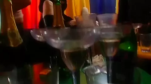 Excited club chicks suck and fuck in public
