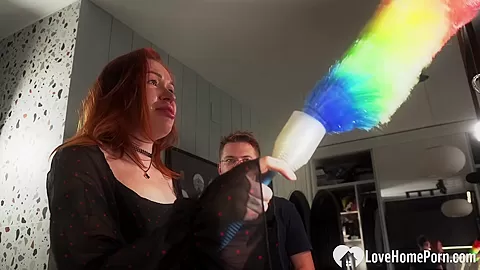 Busty redhead gets shafted in the kitchen