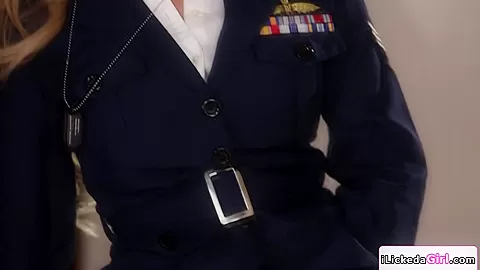 Blonde private soldier pussy licking lesbian milf officer