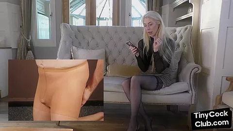SPH amateur solo femdom British babe laughs at small cocks