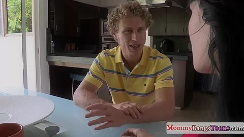 Busty MILF cumswap with stepteen after trio