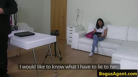 Casted office amateur spitroasted in audition