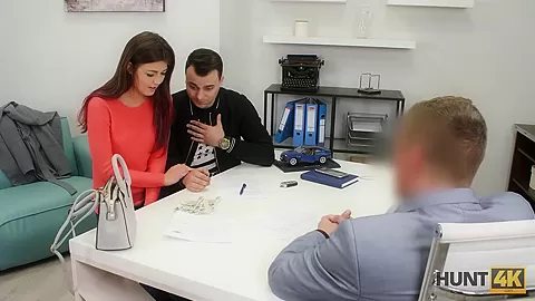 HUNT4K. Guy doesnt have enough money but his GF sells her pussy