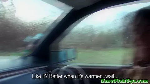 Pulled eurobabe facialized outdoors after car fuck