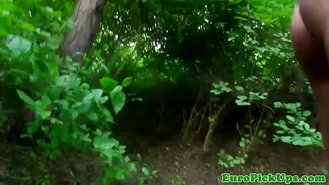 Outdoor euro amateur cockriding in woods