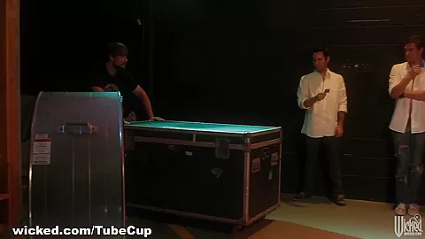 Three groupies sneak back stage to fuck their boyband crushes