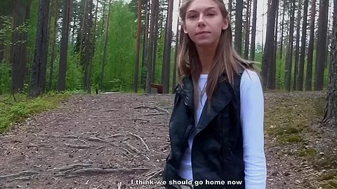 Naughty Megan sucks her boyfriend's dick in the park