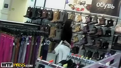 Pale black haired babe Nika gets filmed in public