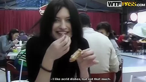 Pale black haired babe Nika gets filmed in public