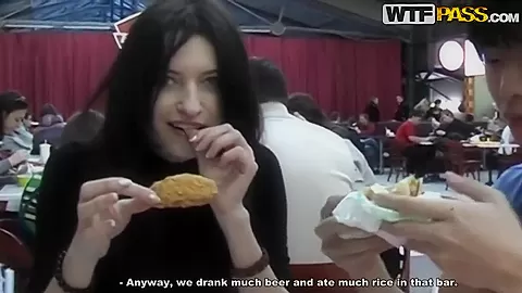 Pale black haired babe Nika gets filmed in public