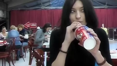 Pale black haired babe Nika gets filmed in public
