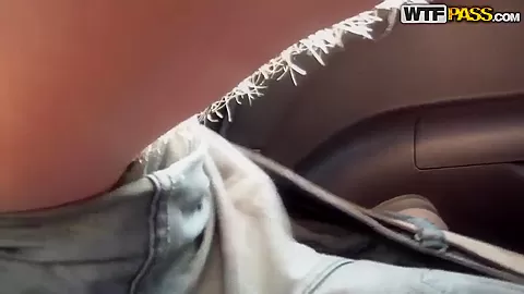 Busty brunette chick Ella sucking and fucking a cock in a car