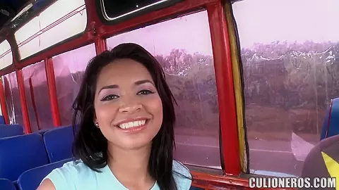 Young latina Dayana get naughty in bus
