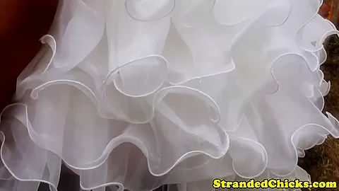 Stranded euro bride screwed outdoors