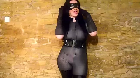 Busty Cosplay Catwoman takes spiderman web