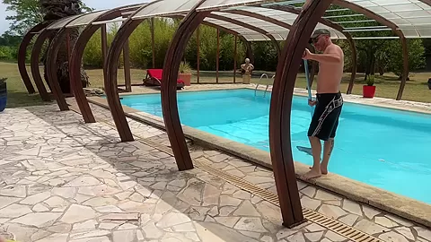 Alice takes advantage of a stud by the pool!