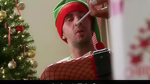 Amazing brunette Santa dicked by an elf