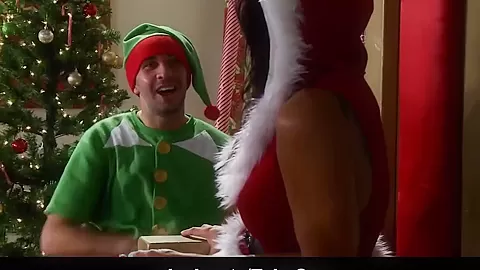 Amazing brunette Santa dicked by an elf
