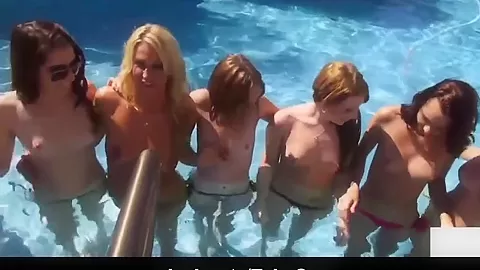 Delicious teen 18+ babes fuck by the pool