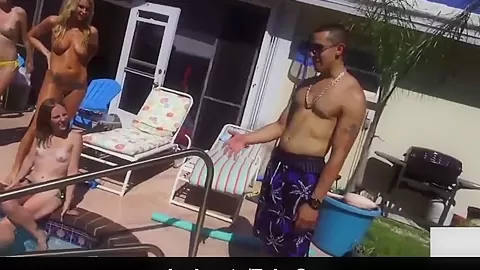 Delicious teen 18+ babes fuck by the pool