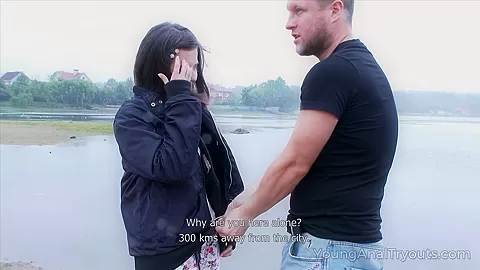 Dude puts sweetie into doggy position for orgasm