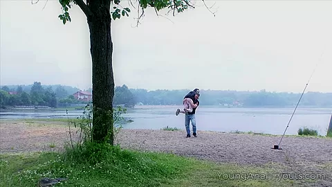 Dude puts sweetie into doggy position for orgasm