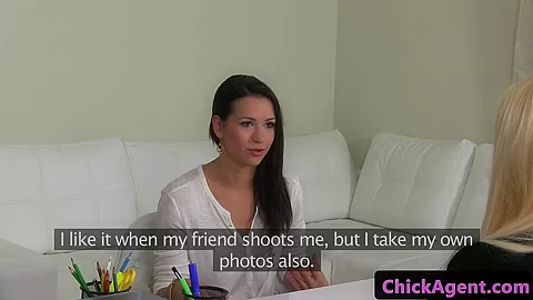 Female agent strapon bangs auditioning babe