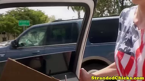 Stranded spex amateur nailed in back of car
