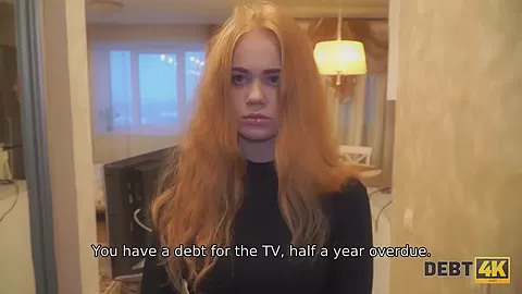 Debt4k. Sexy redhead Rose Wild pays for new TV with her wet holes