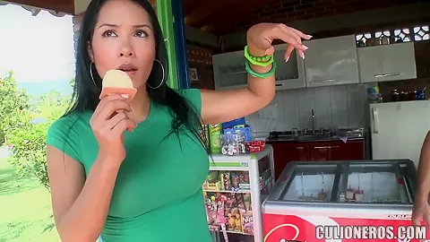 Sexy Latina girl Celeste shows her boobs