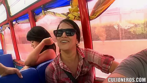 Sandra hangs out with some studs