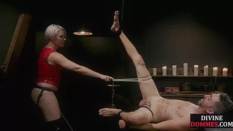 Divine BDSM domina gives pegging and CBT lesson to her sub