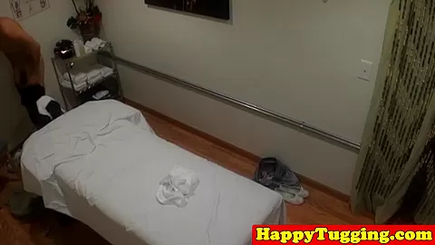 Asian masseuse Celia tugging and sucking